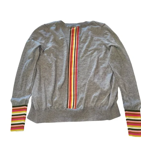 Boden Women’s Cassandra Cardigan Medium Grey with Bright Stripe Detail - Picture 8 of 12